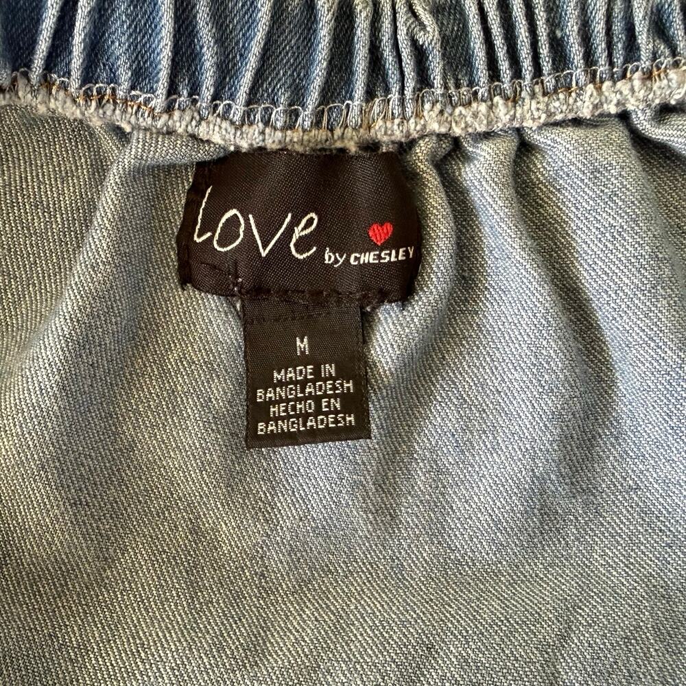 Love by Chesley M Blue Denim Button Down Off Shoulder Dress Elastic Waist - Picture 9 of 10